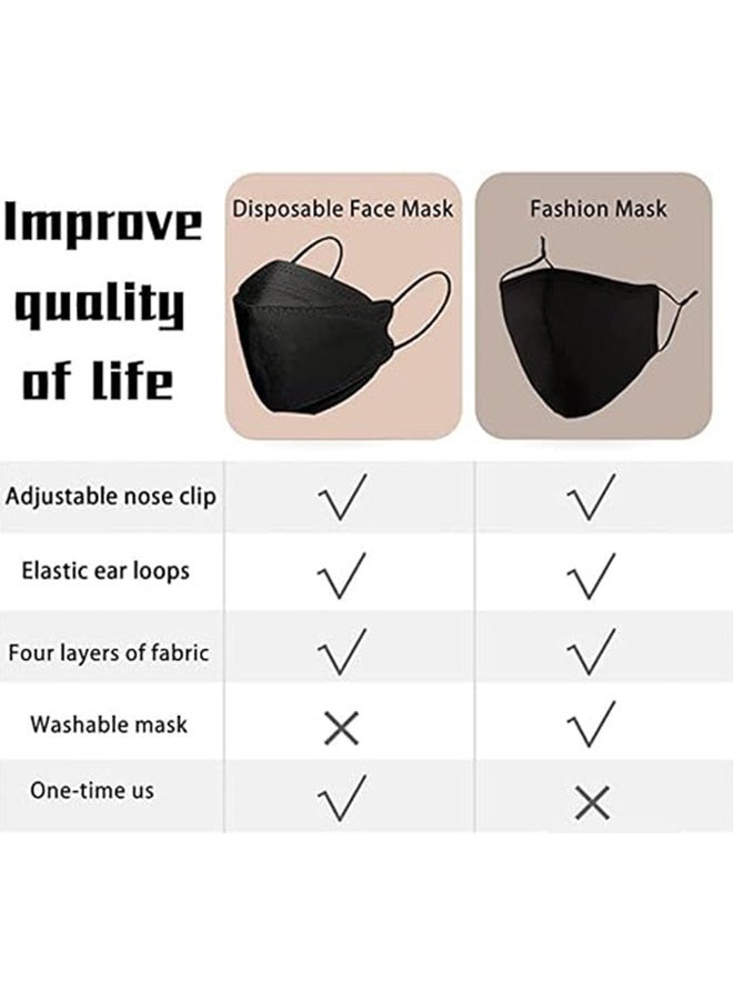 Happy D 20-pack of black and white disposable masks, 4-layer black and white masks, individually packaged, with elastic ear loops, breathable and comfortable adult masks - suitable for office, outdoor, and daily use - Image 5